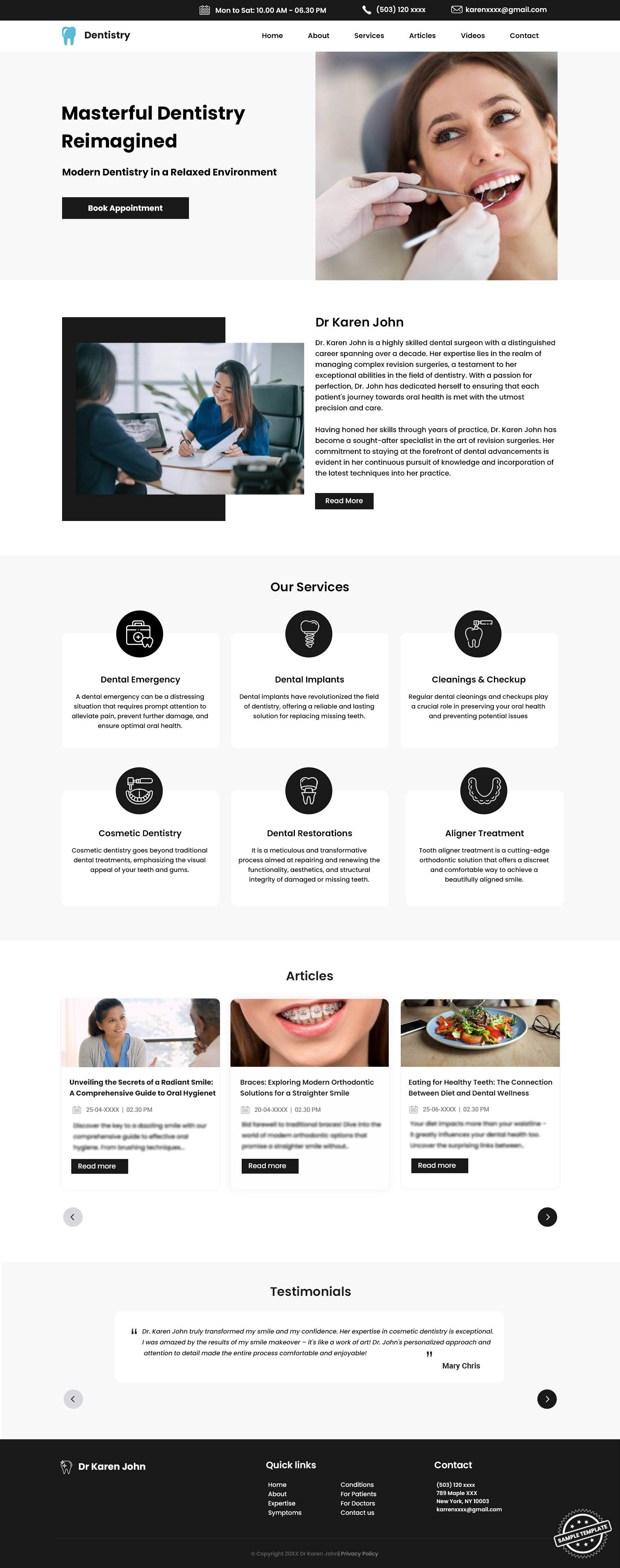 Dentistry6 Clinic Website Template