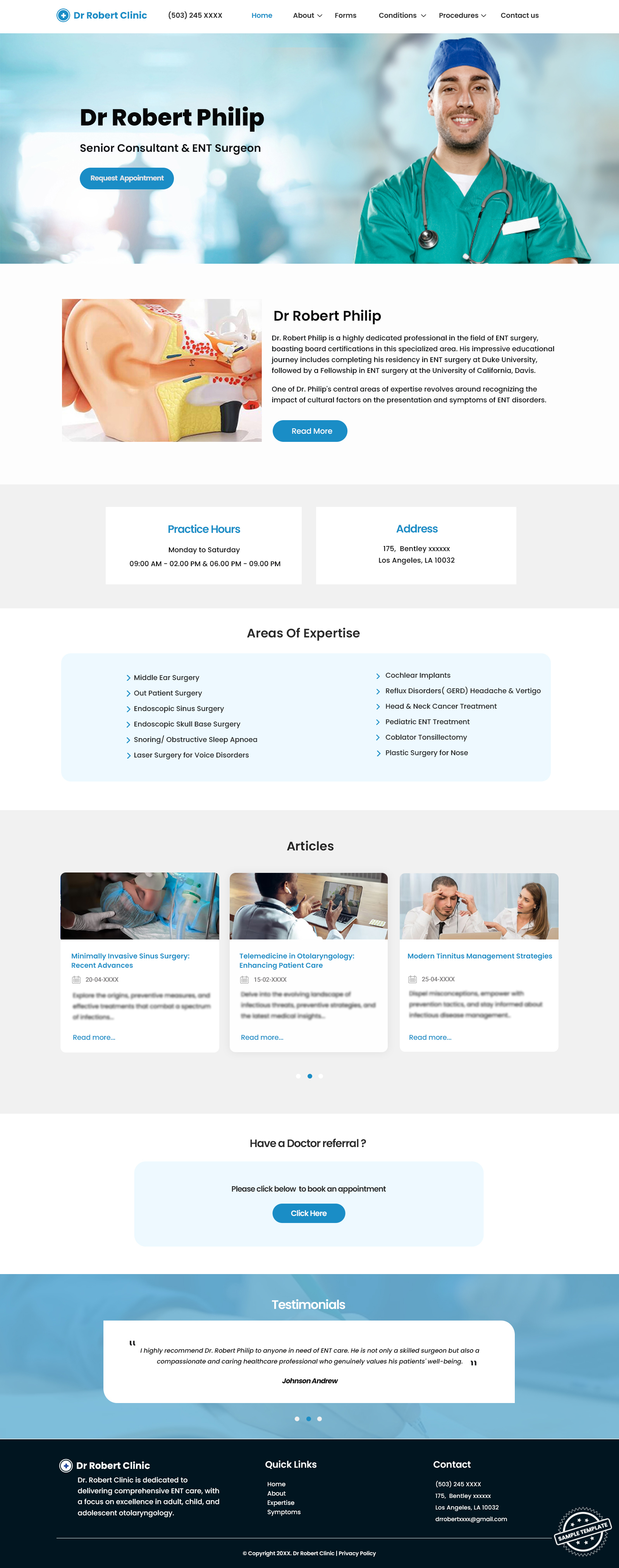 ENT1 Clinic Website Template